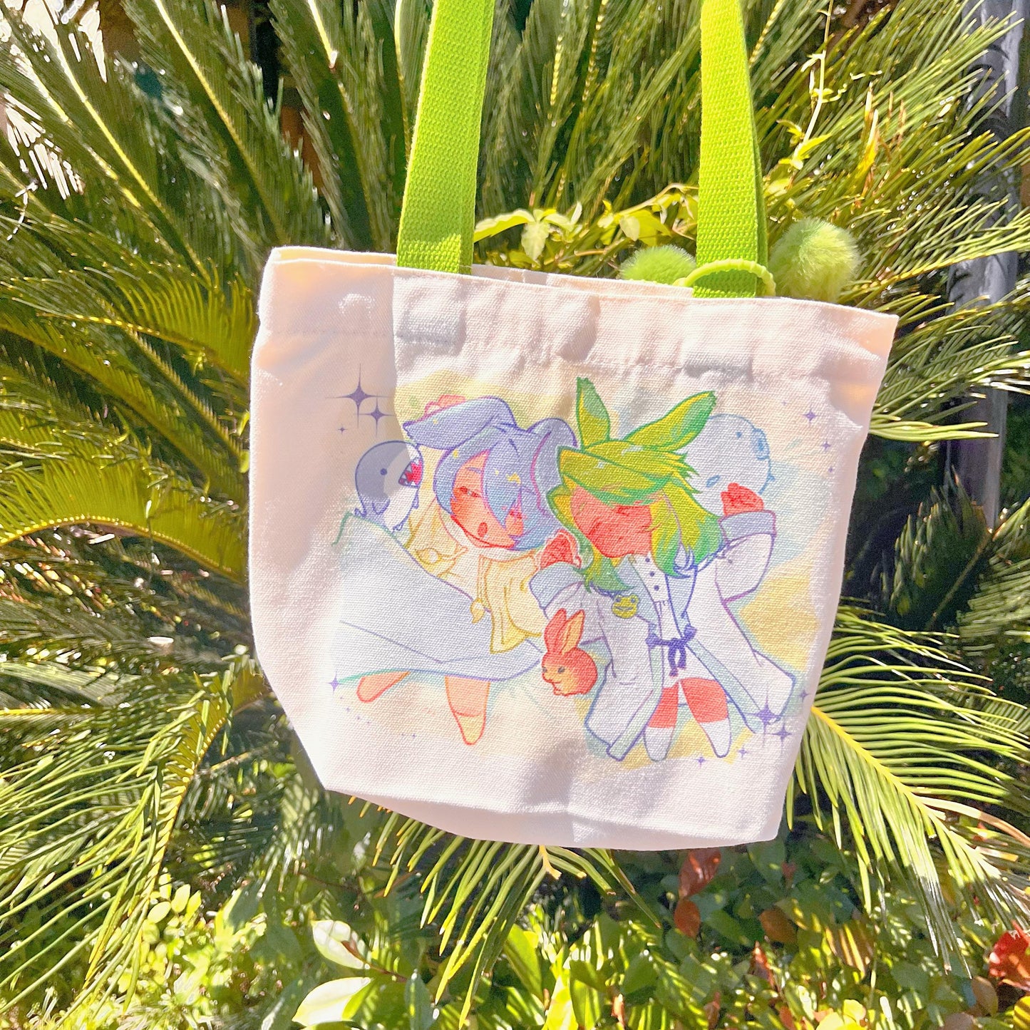 FINALFANTASY XIV FFXIV Double-sided print mini canvas bag Deep Blue/Dancing Green