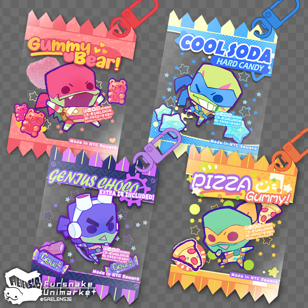 ROTTMNT Candy Bag Shaker Keychain Puffy Squishy PVC Charm