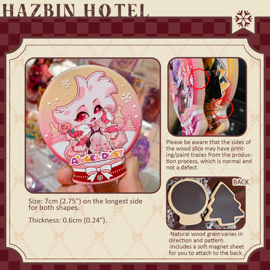 Hazbin Hotel-Fan Art Winter Fluff-Raised Relief Carved Wood Fridge Magnet