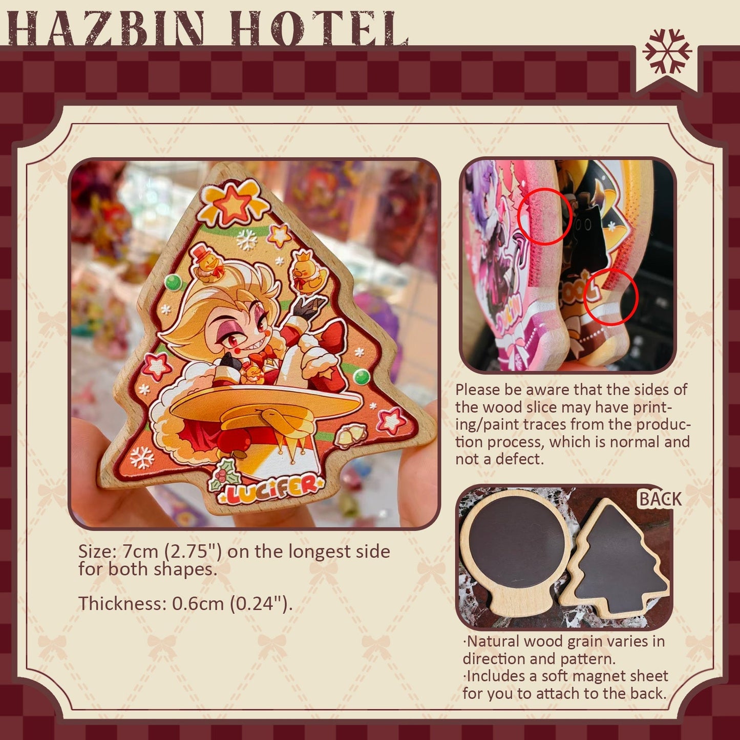 HH-Fan Art Winter Fluff-Raised Relief Carved Wood Fridge Magnet