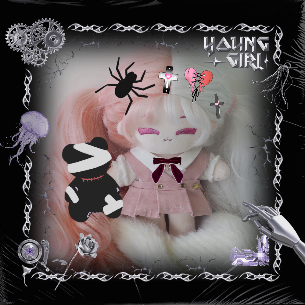 Pink long haired plush doll