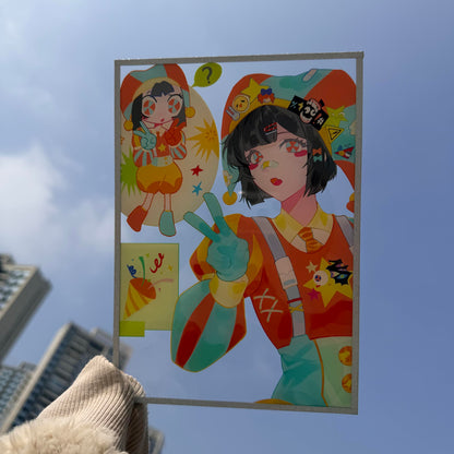 [pre-sale]Pomni Colorful Party Series – Art Card & Keychain Set