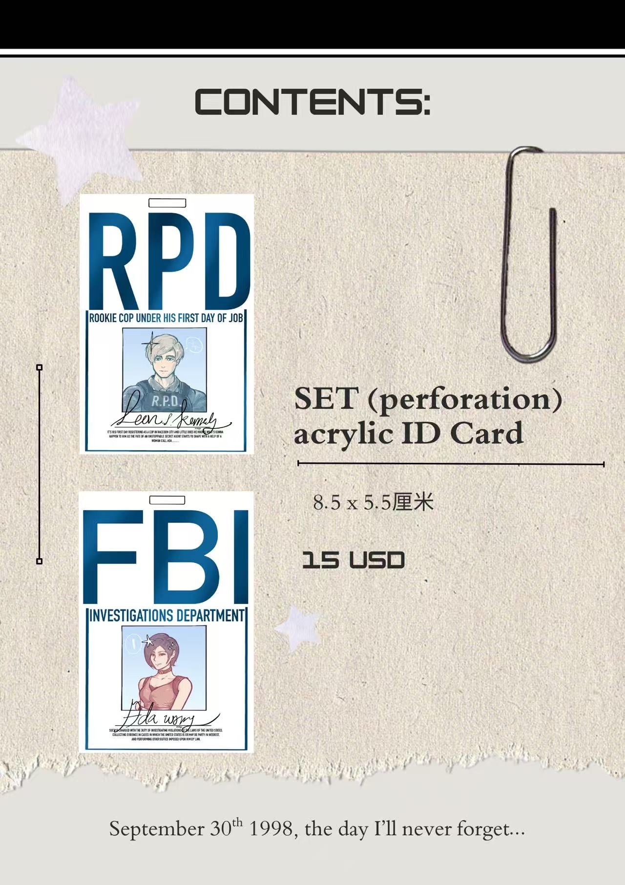 [In-stock] Leon and Ada ID arcylic card