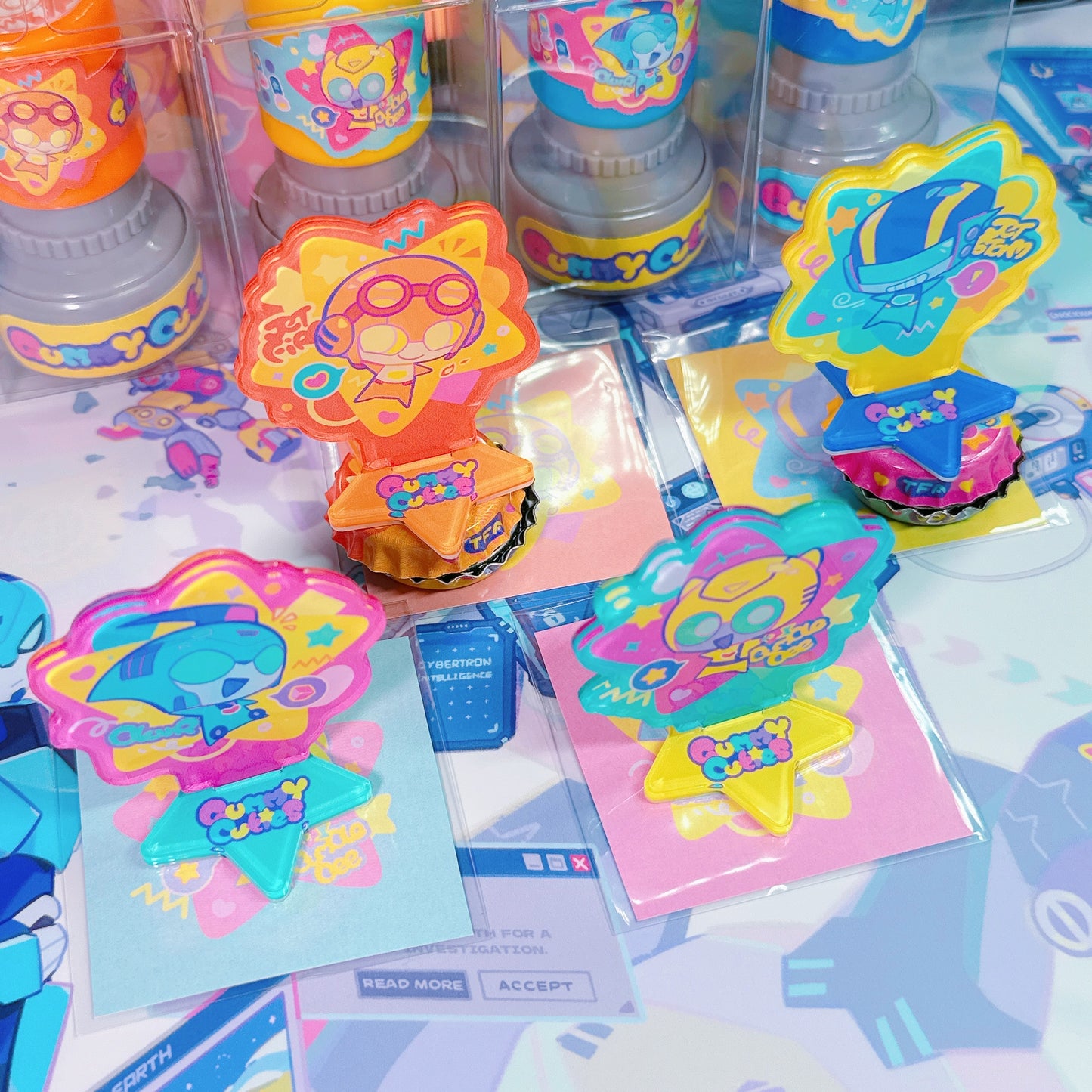 Animated Acylic mini Standee Bumblebee Blurr Jetfire Jetstorm