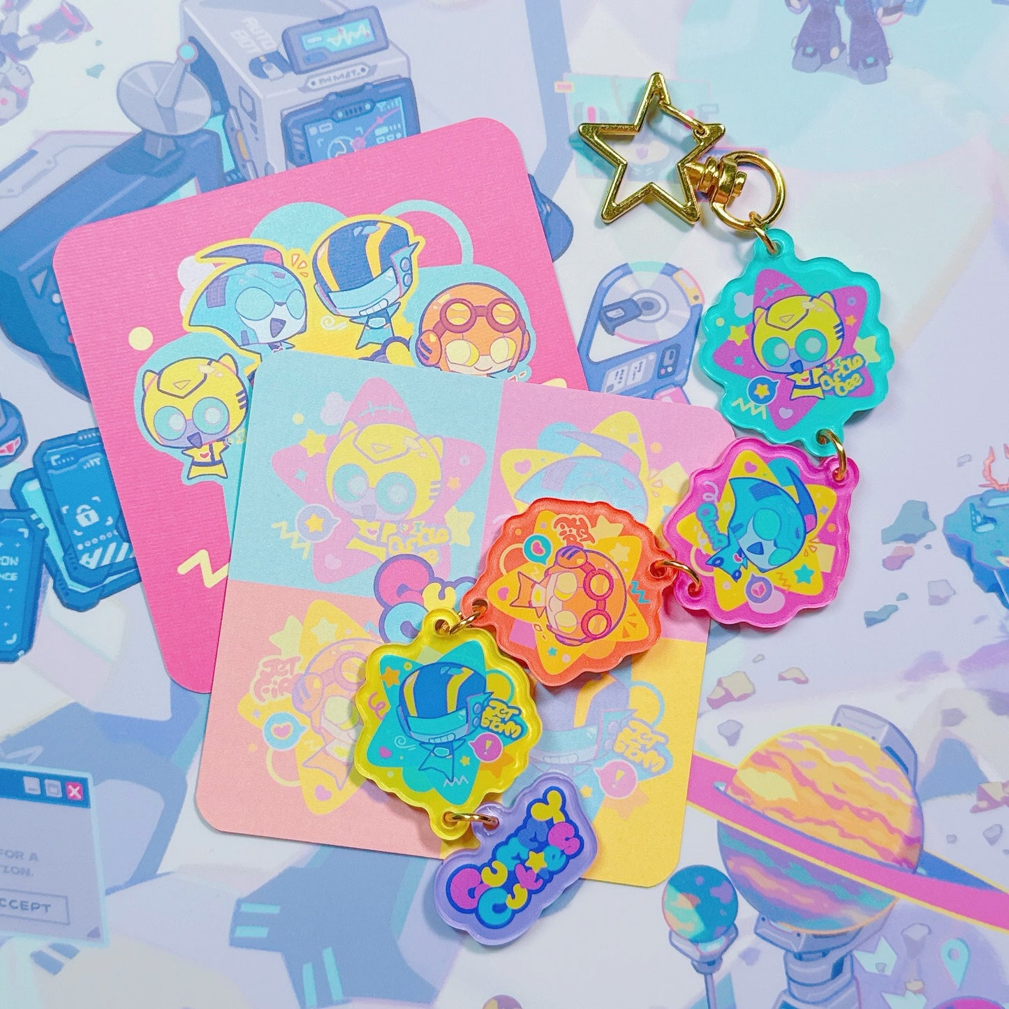 Animated Acylic Charm Bumblebee Blurr Jetfire Jetstorm