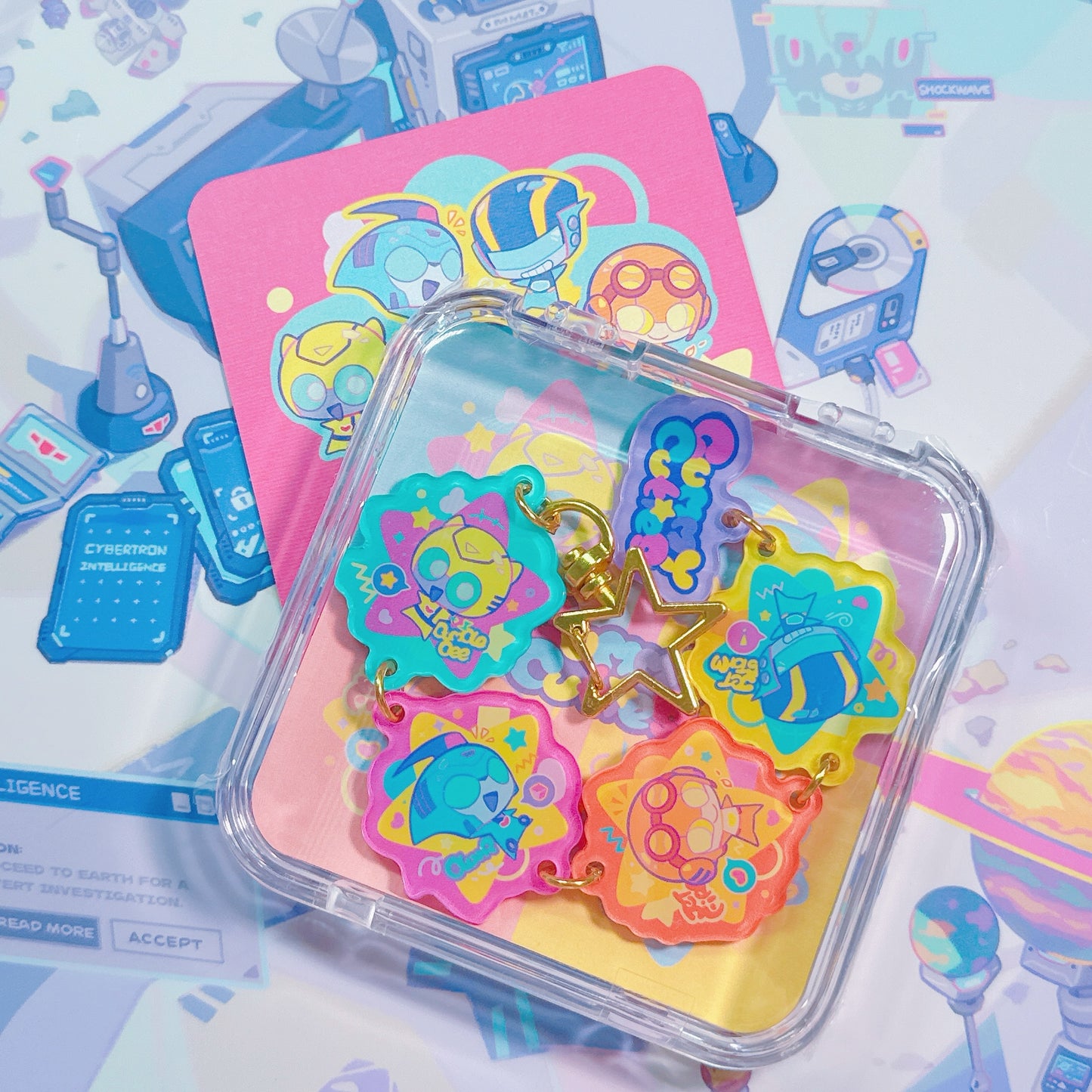 Animated Acylic Charm Bumblebee Blurr Jetfire Jetstorm