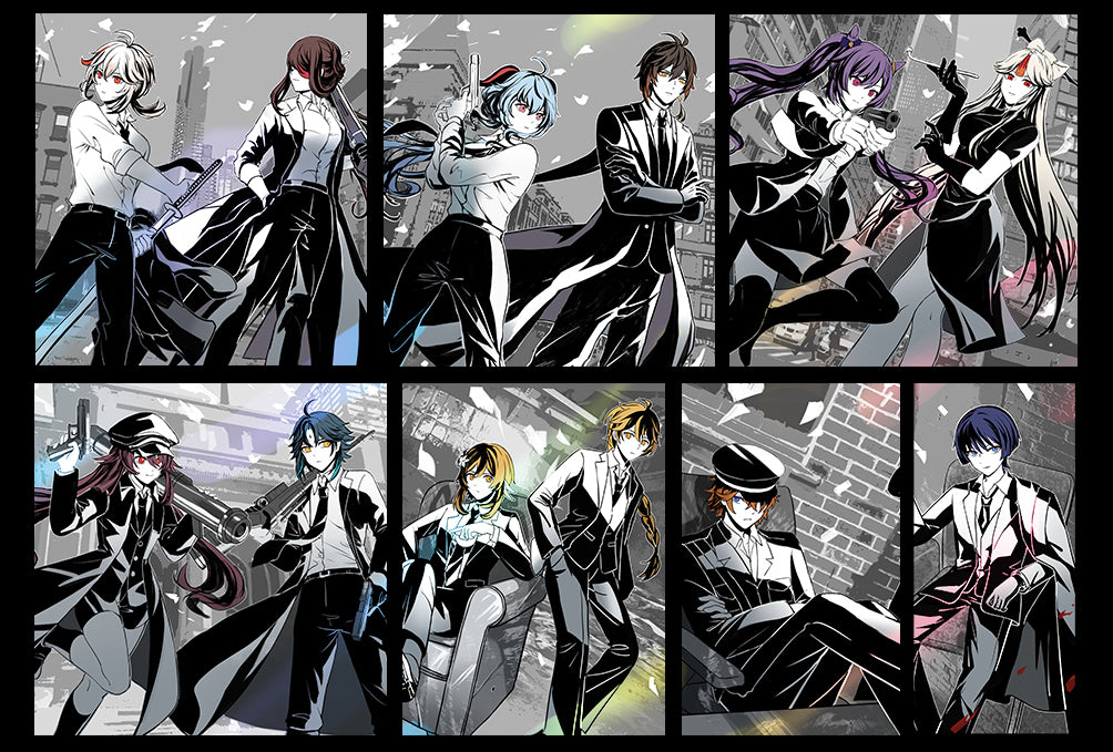 Genshin Impact Mafia AU Postcard Set — Holographic