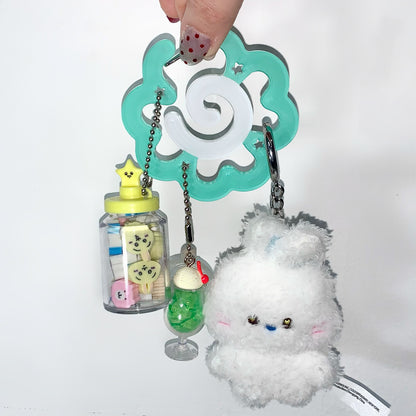 [In-stock]B1byebye Mint Green Fish Cake Acrylic Carabiner / Keychain Charm