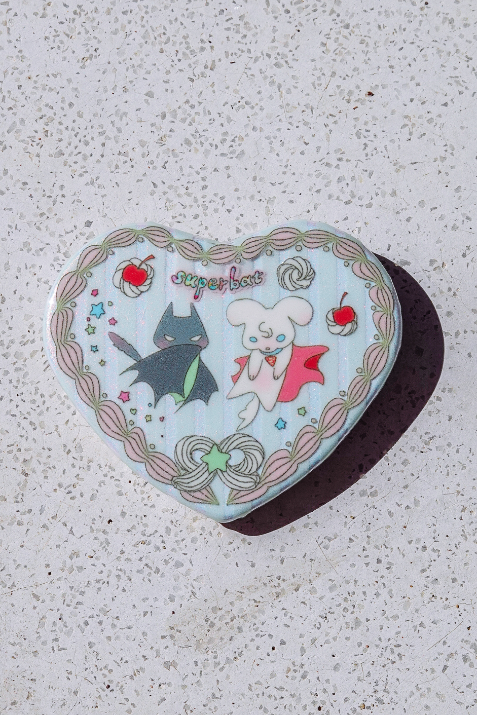 [In Stock] Superbat Melon Parfait Retro Heart Shaped-Fanmade Collectible – Glitter Pin Badge