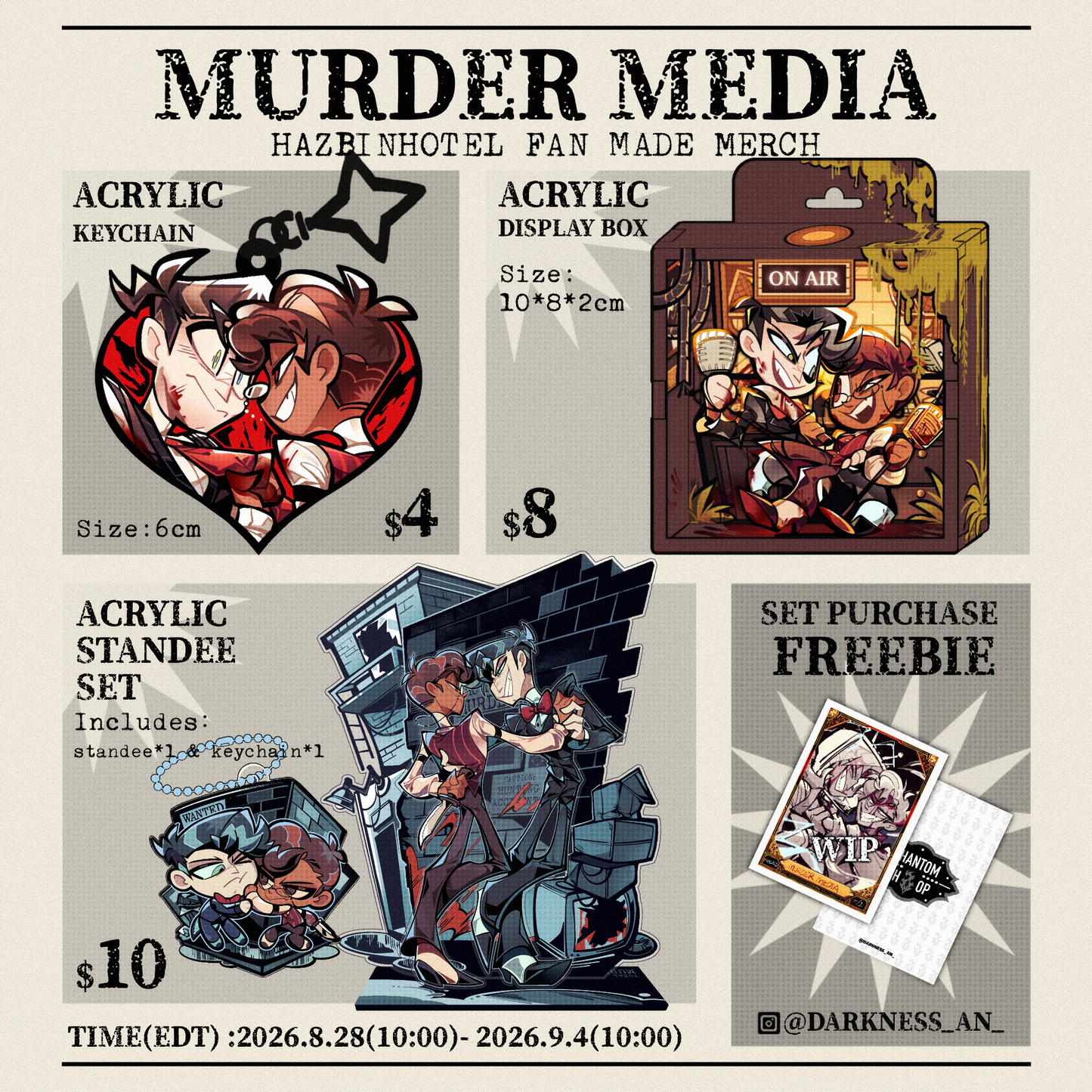 [Pre-order]Hazbin Hotel Fanmade Merch | Murder Media(voxal)