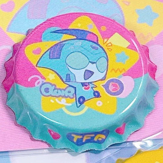 Animated Bottle Cap Pin Badge Bumblebee Blurr Jetfire Jetstorm