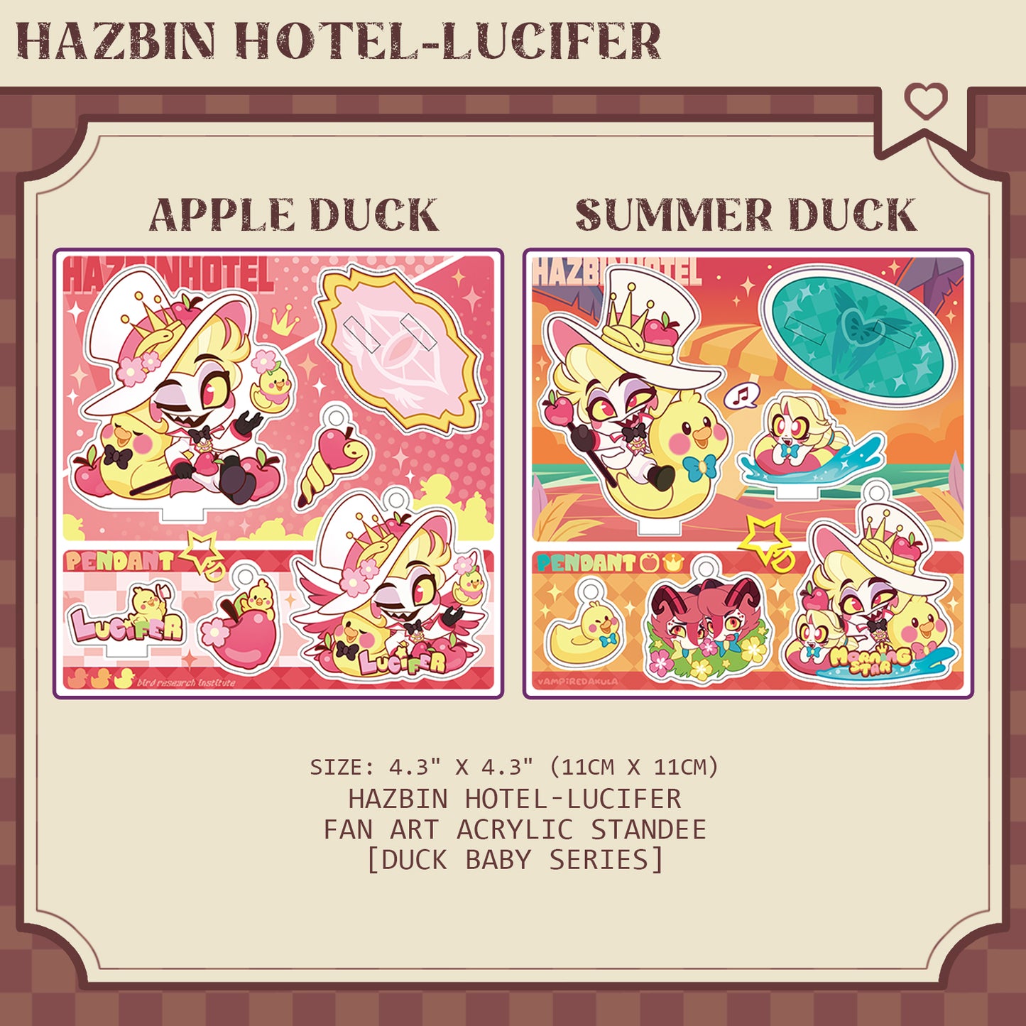 Hazbin Hotel Lucifer Morningstar-Fan Art Acrylic Standee-Duck Baby Series