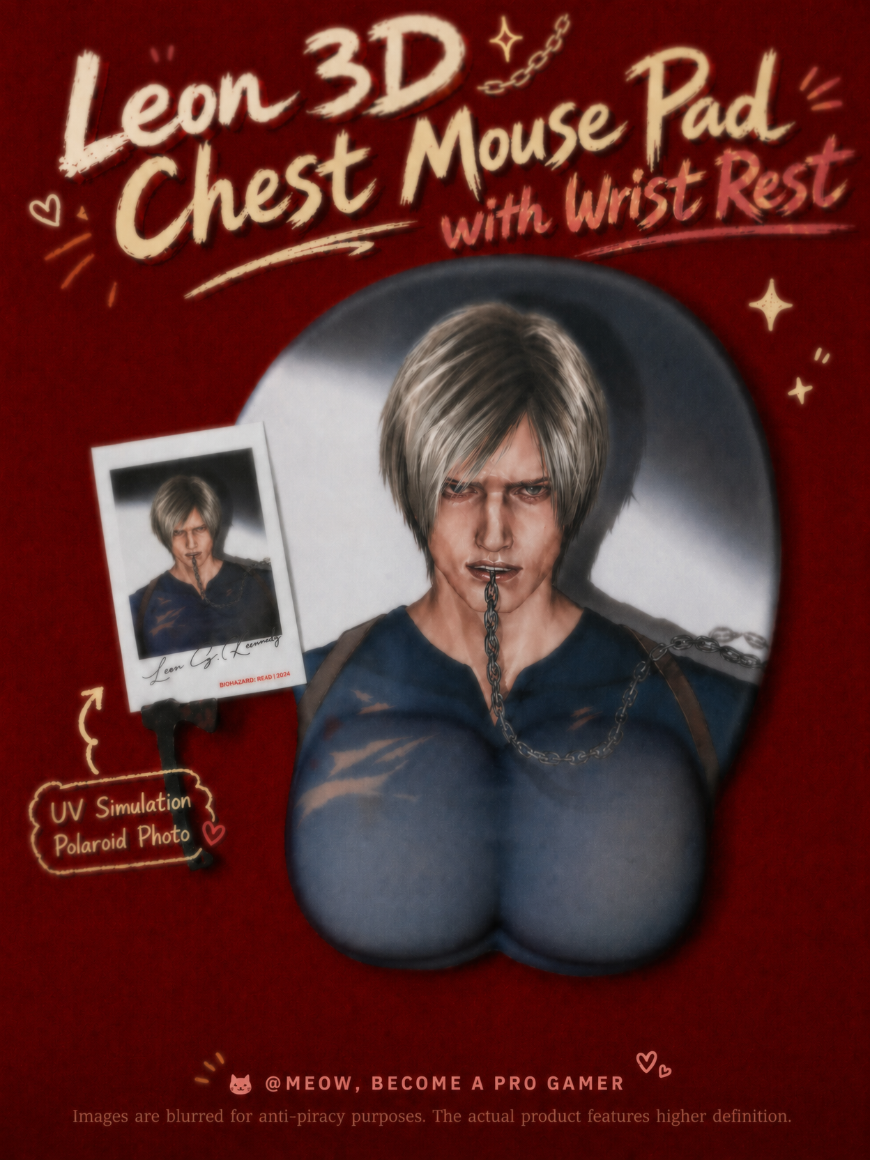 [In-stock]RE Leon Kennedy 3D Chest Mouse Pad with Wrist Rest