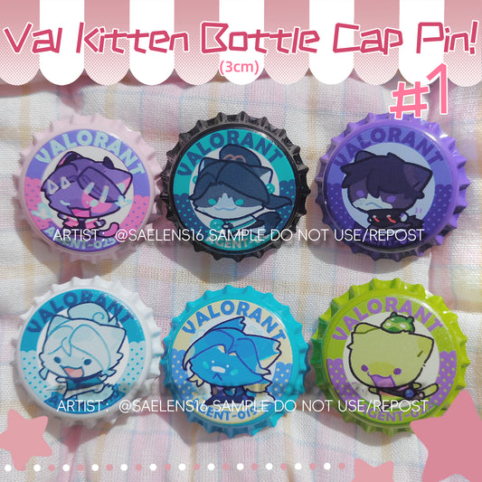 Val Agent Kittens Bottlecap Pin #1