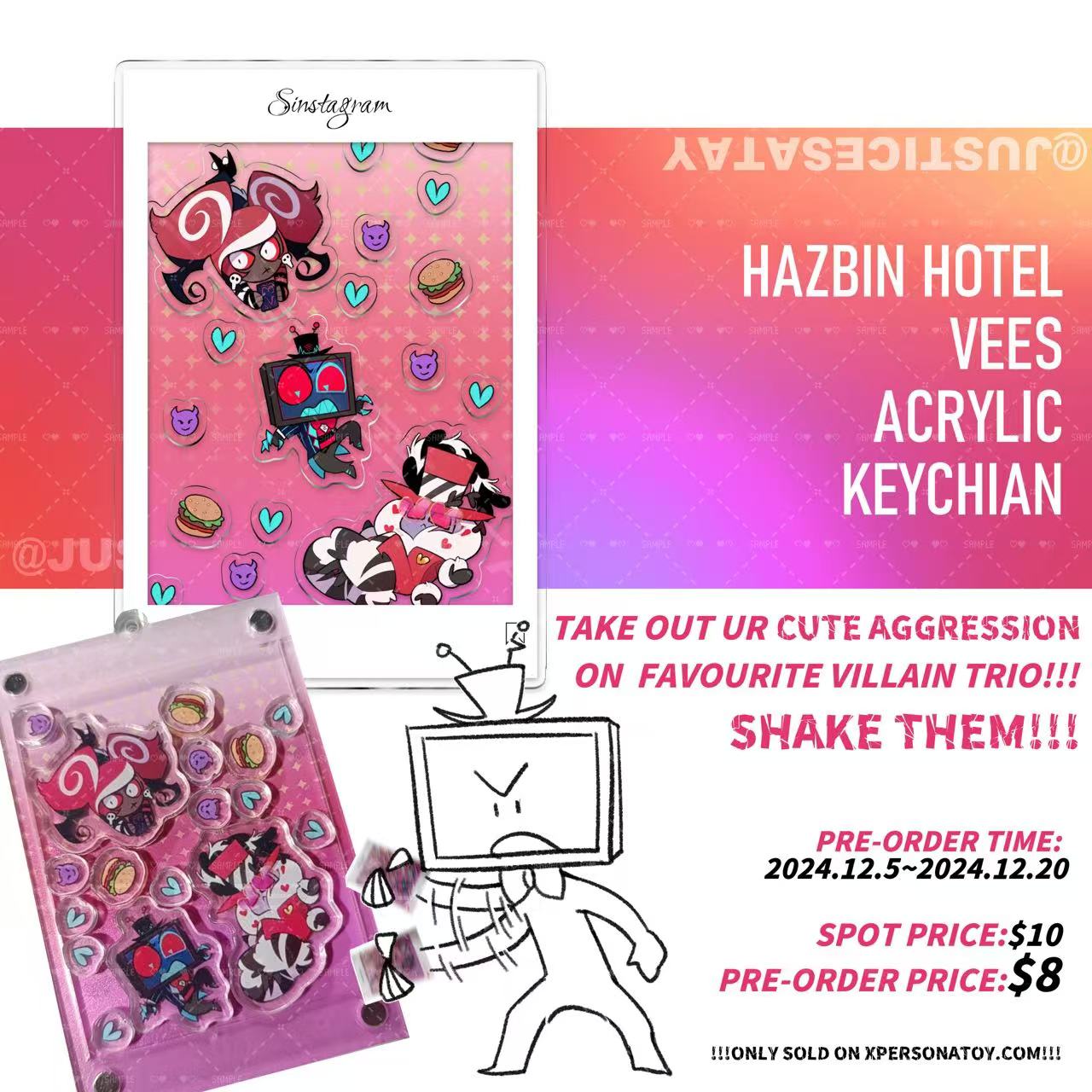 Hazbin Hotel Vees Acrylic Keychain