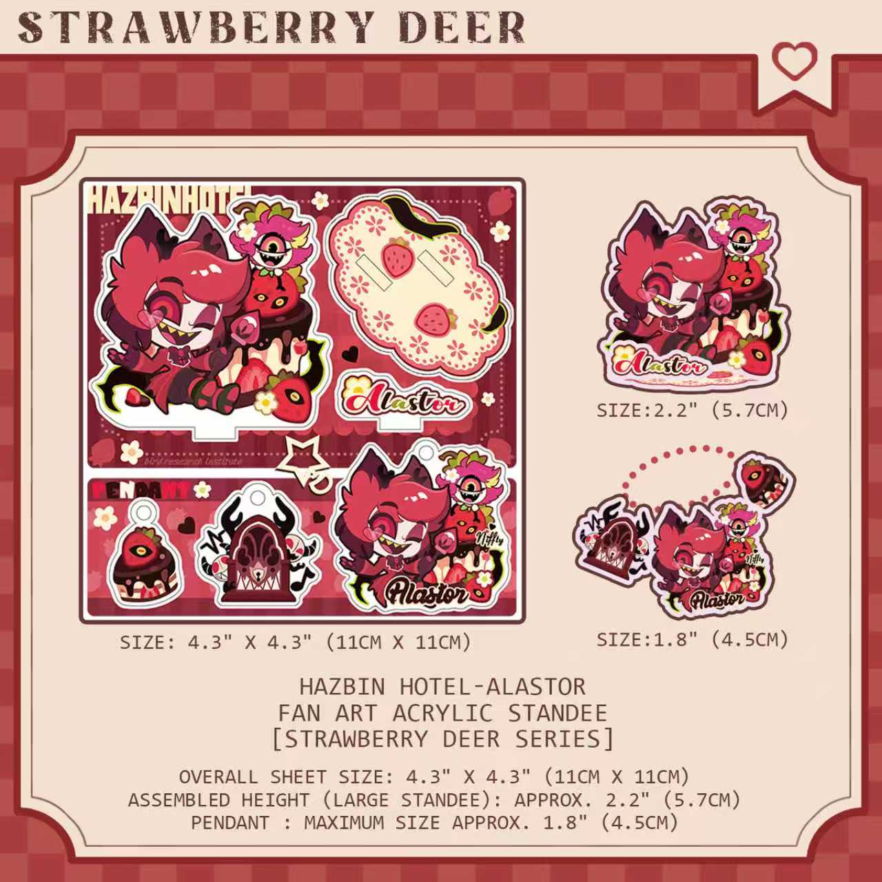 Hazbin Hotel Alastor-Fan Art Acrylic Standee-strawberry deer