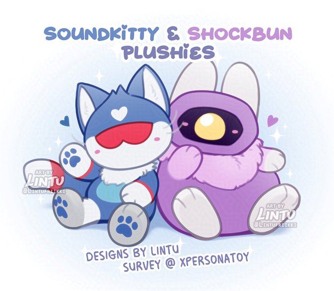 22cm Soundkitty & Shockbun plushies