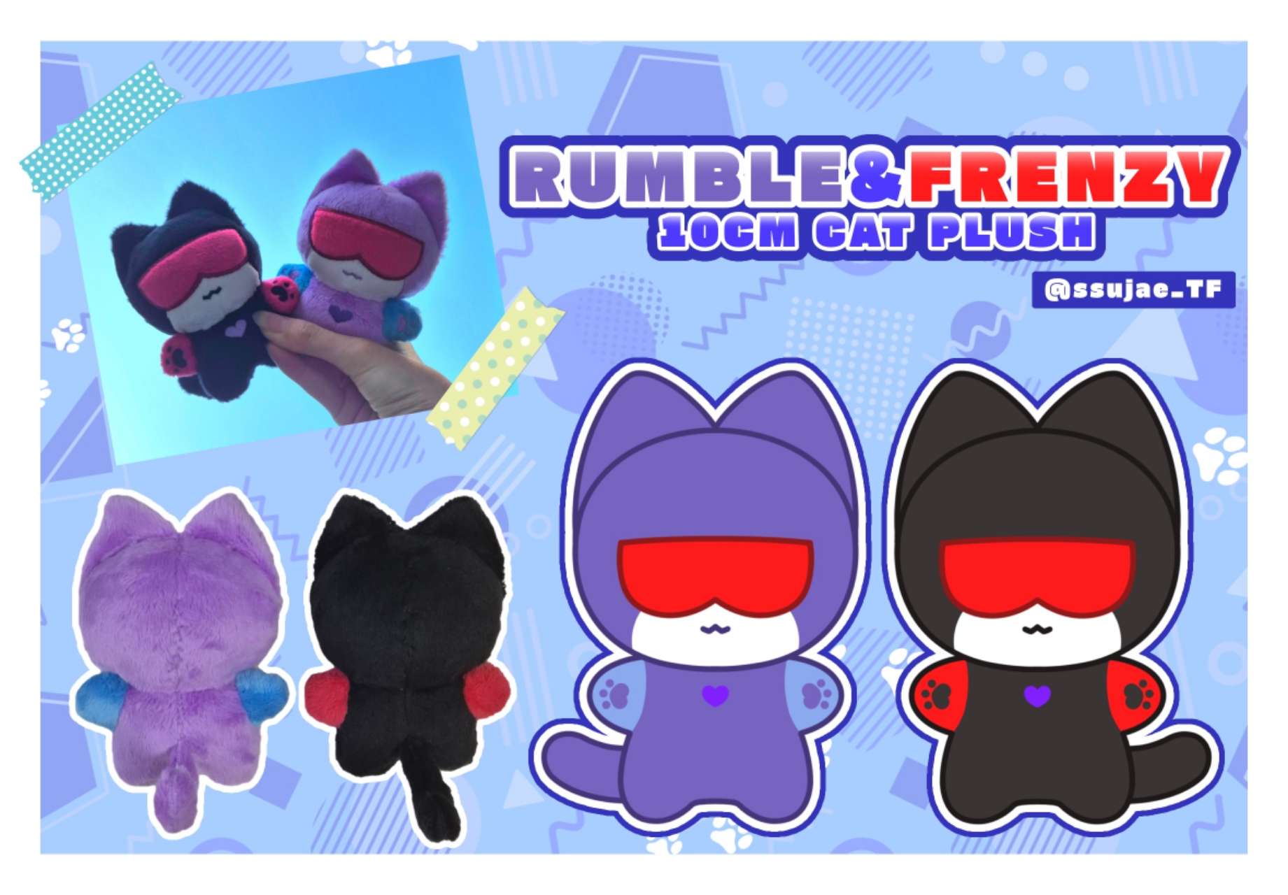 ぽめランラン　iRobotBraavaTurboChargeCradle Pre-order] 10cm Rumble&Frenzy cat plush – StarrToy