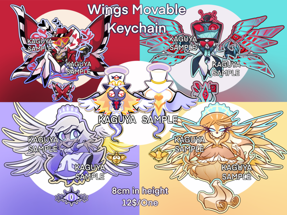 Hazbin Hotel wings movable keychain set