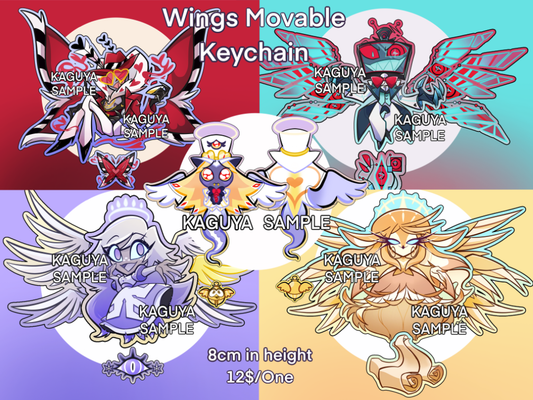 Hazbin Hotel wings movable keychain set