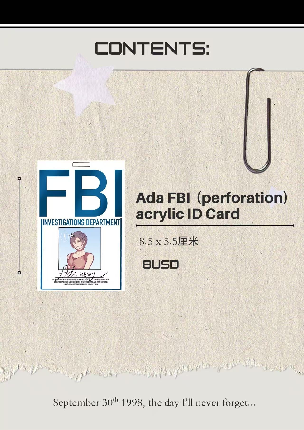 [In-stock] Leon and Ada ID arcylic card