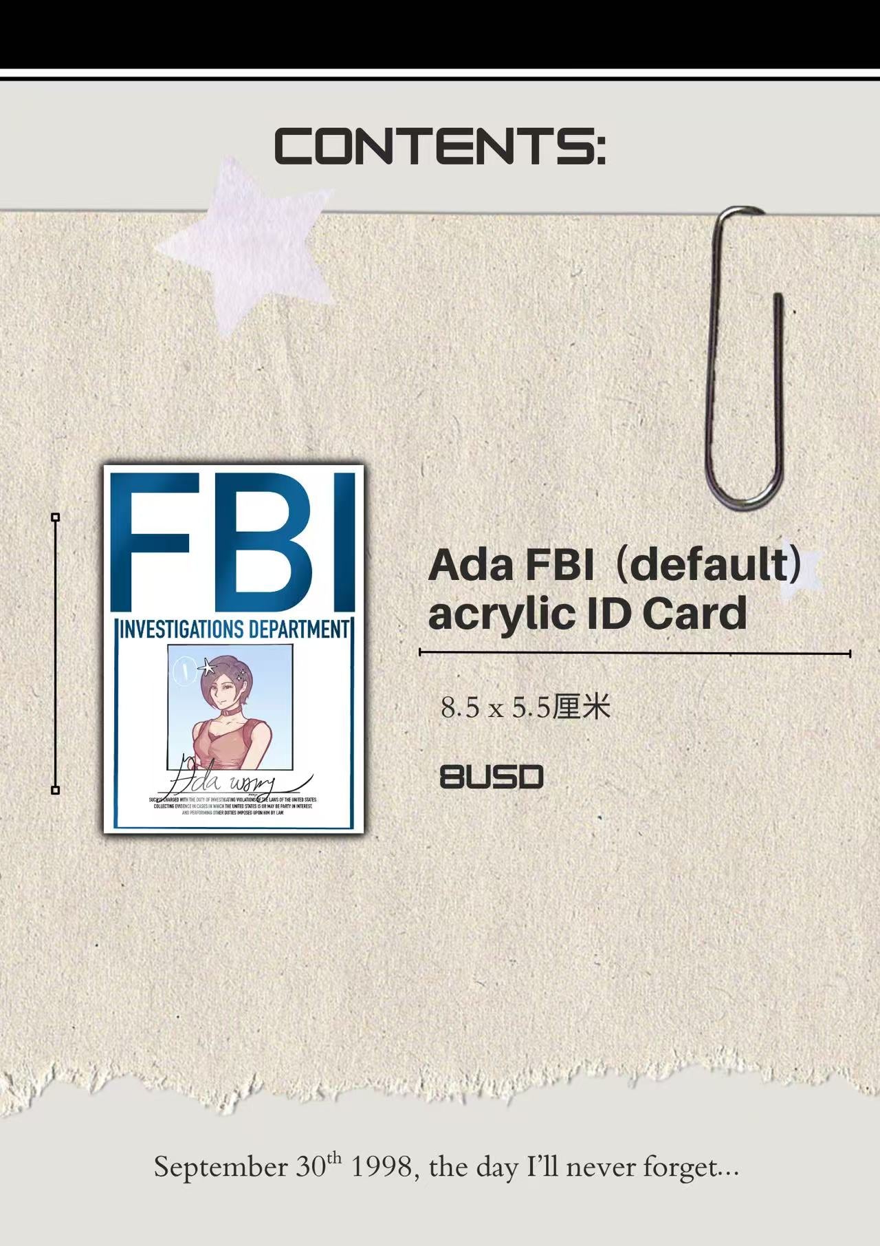 [In-stock] Leon and Ada ID arcylic card