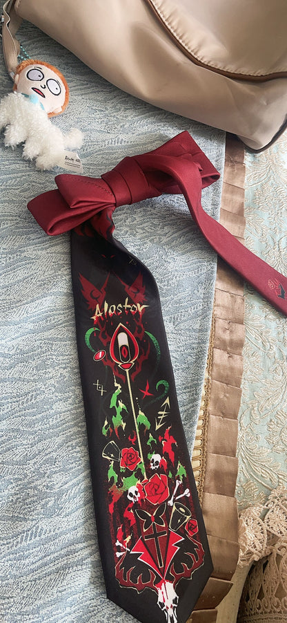 [Pre-order] HH Alastor The Radio Demon Hazbin Impression Accessory, Multi-use as Bow, Necktie, Waist Sash & Hair Ribbon