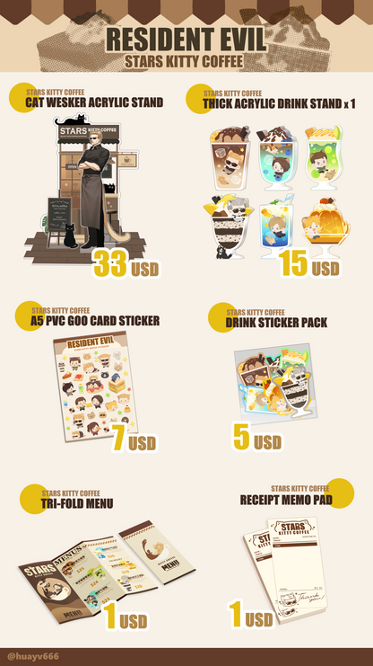 Resident Evil stars kitty coffee acrylic Stand/ stickers