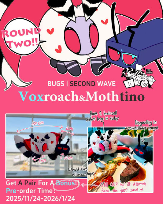 Pre-sale  HazbinHotel Voxroach&Mothtino Plush Doll