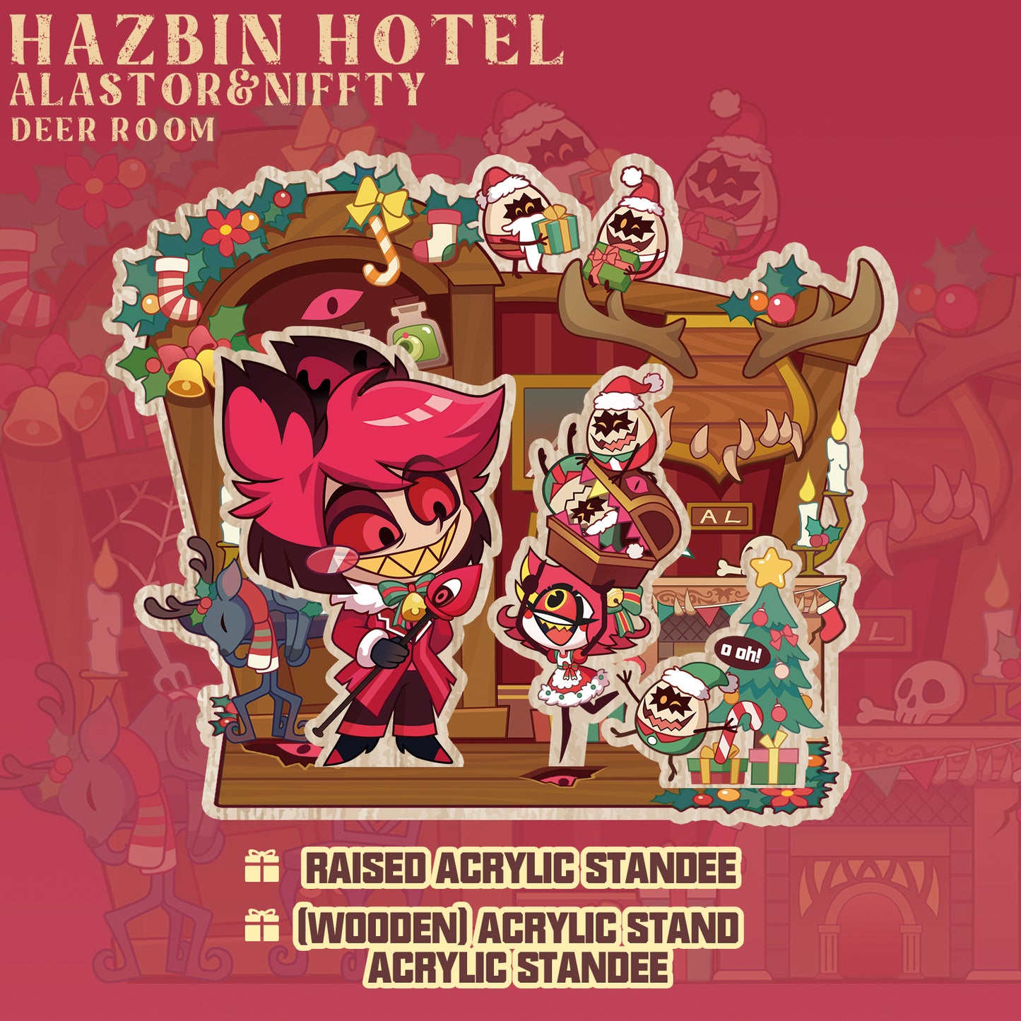 Hazbin Hotel-Hazbin Holiday-Alastor＆Niffty“Raised Acrylic Standee/(Wooden)  Acrylic Standee”
