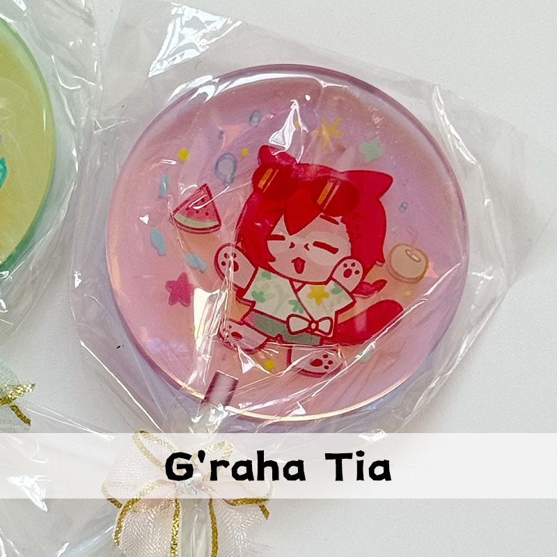 FINALFANTASY XIV FF14 Dancing Green G'raha Tia Lollipop-shaped Rainbow Holographic Acrylic Stand