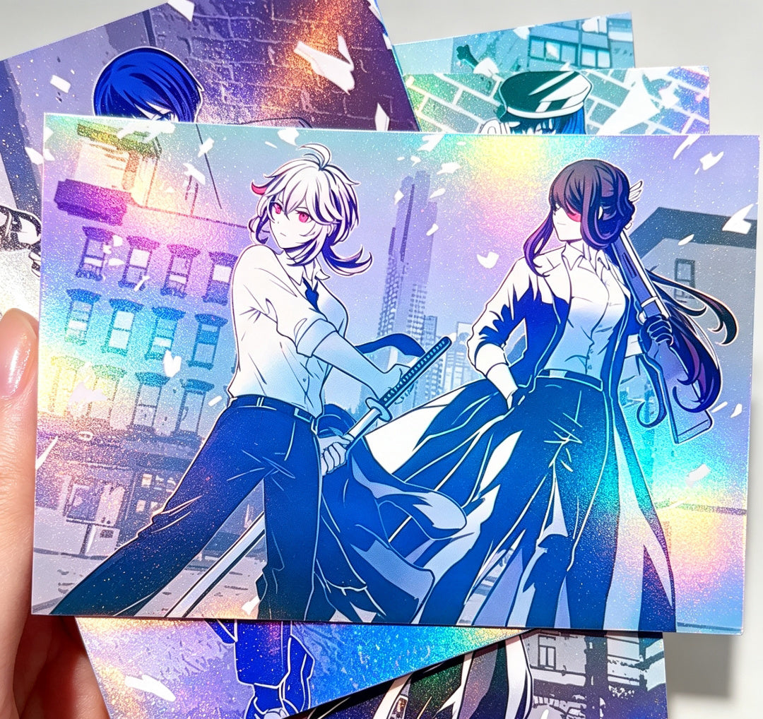 Genshin Impact Mafia AU Postcard Set — Holographic
