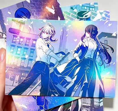 Genshin Impact Mafia AU Postcard Set — Holographic