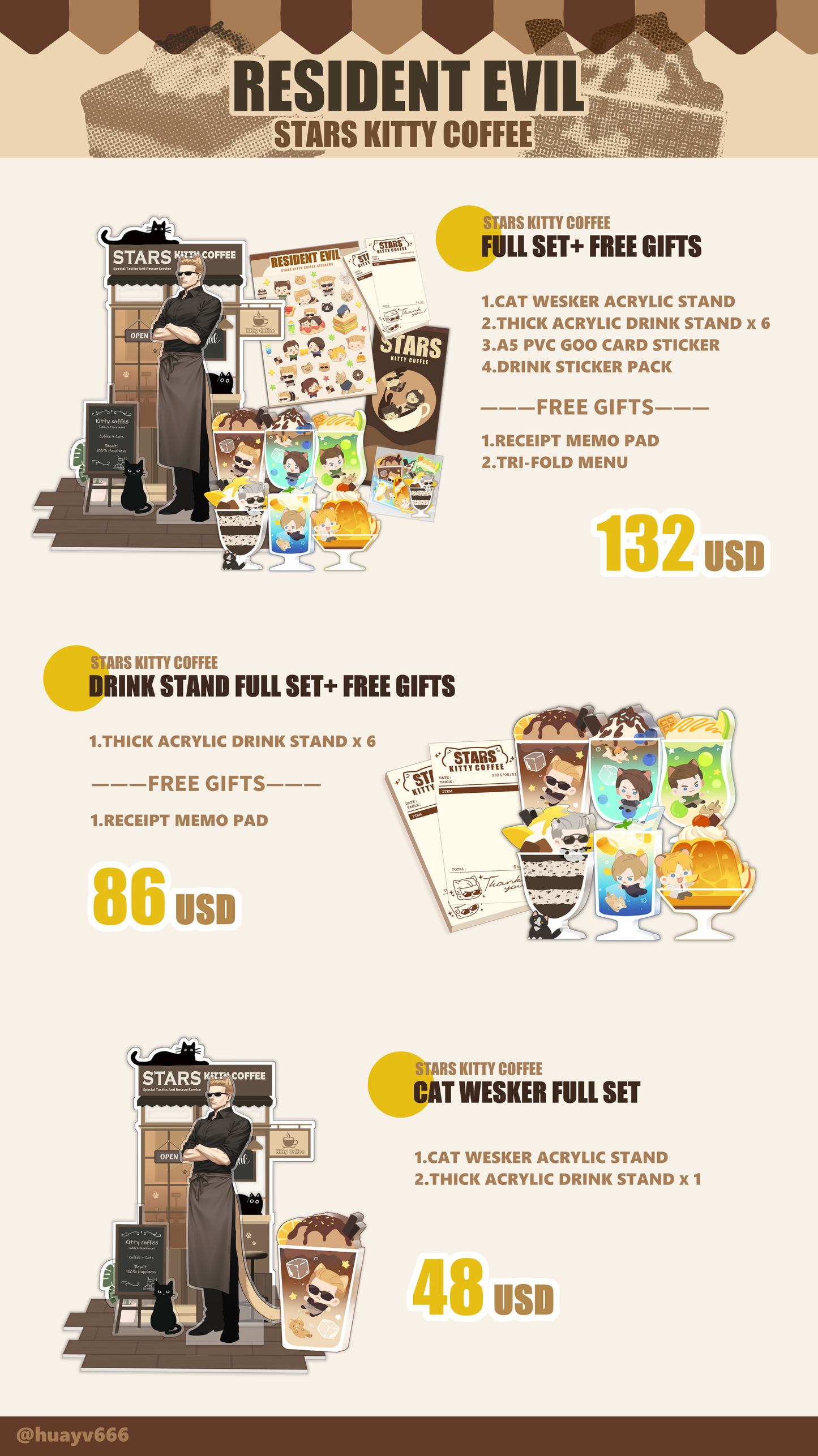Resident Evil stars kitty coffee acrylic Stand/ stickers