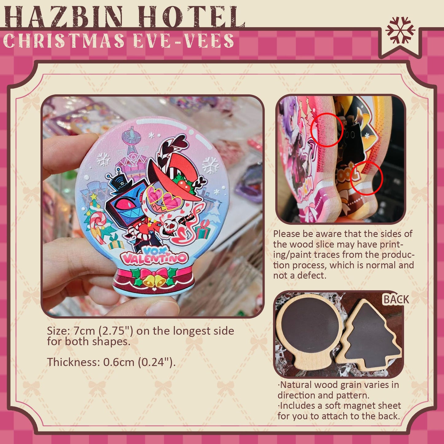 【Hazbin Hotel】Hazbin Holiday “Raised Relief Carved Wood Fridge Magnet”