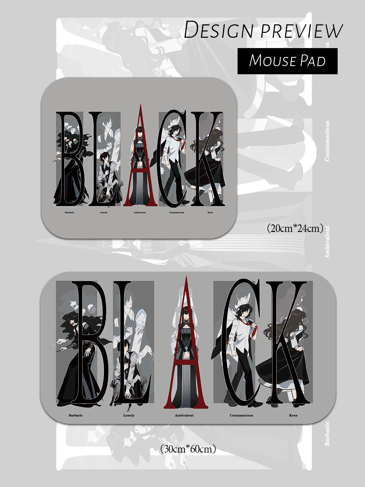 HP Black Family Gray Version Mouse Pad