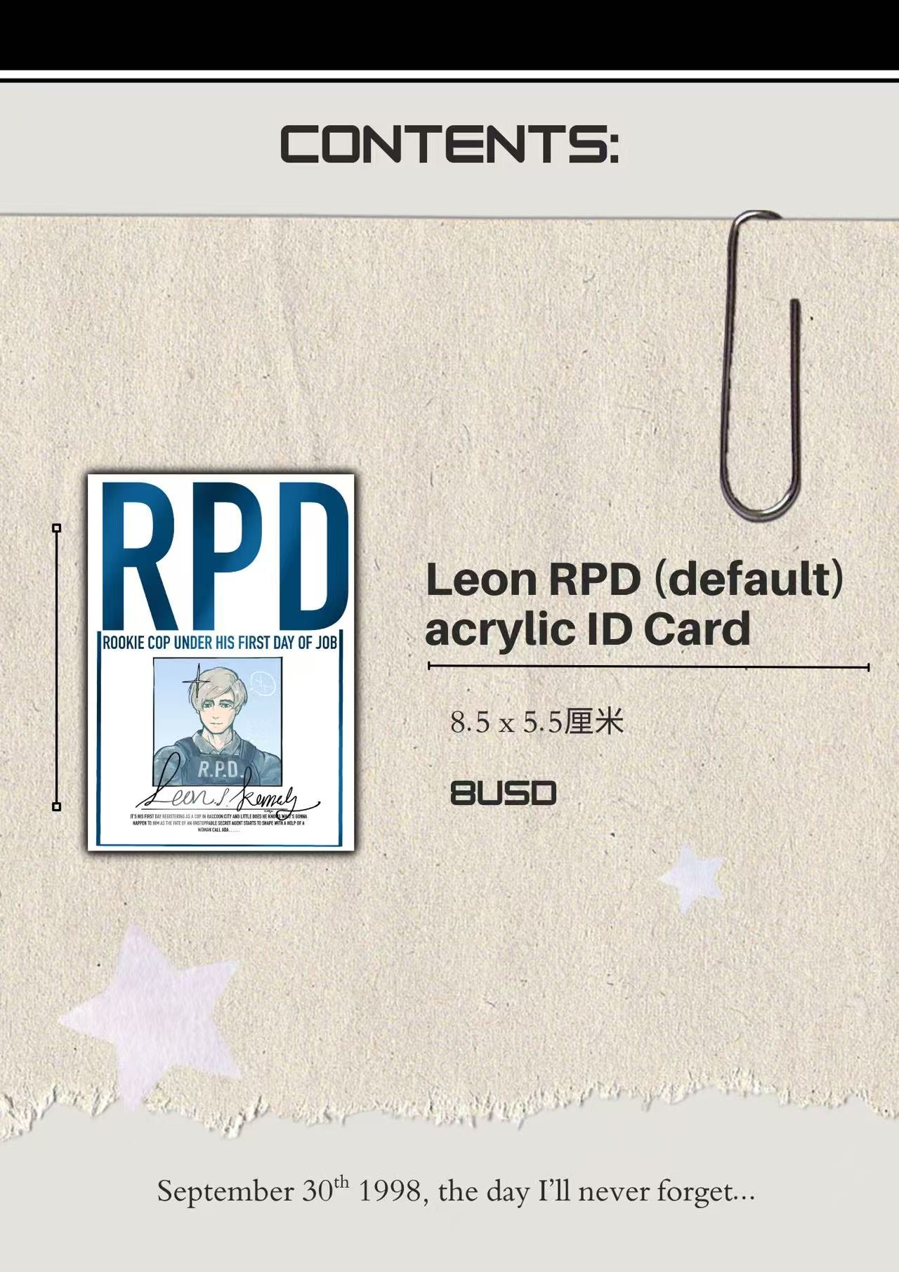 [In-stock] Leon and Ada ID arcylic card