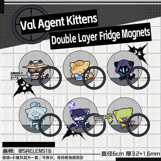 Val Agent Kittens Fridge Magnets