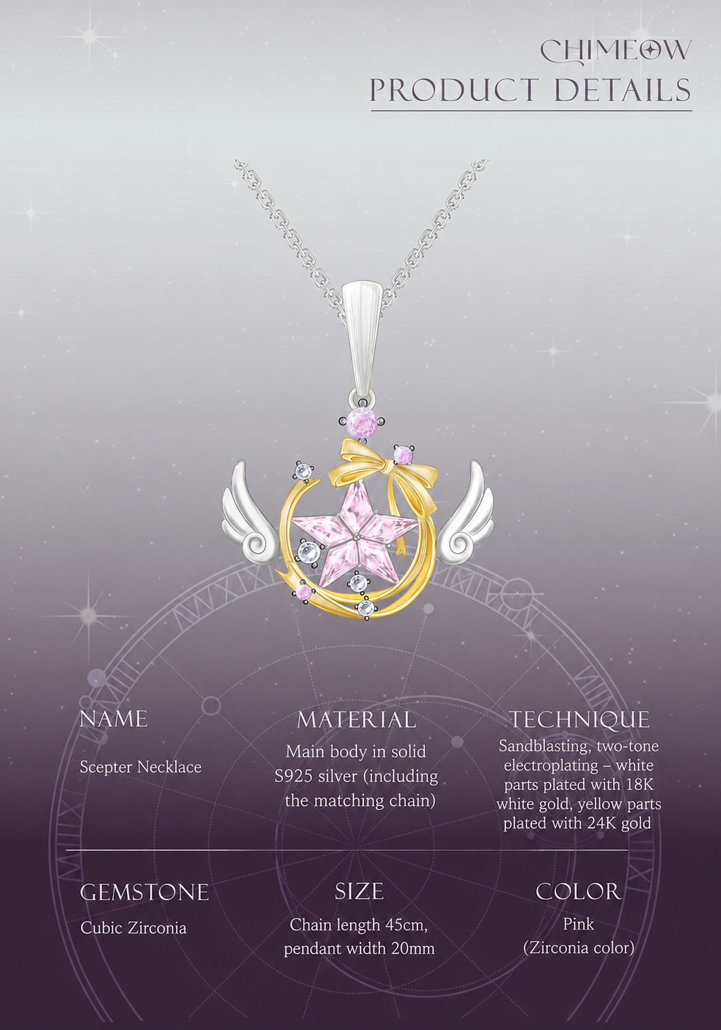 [Pre-order] Chimeow Original Scepter Necklace – 925 Silver with Gold Plating