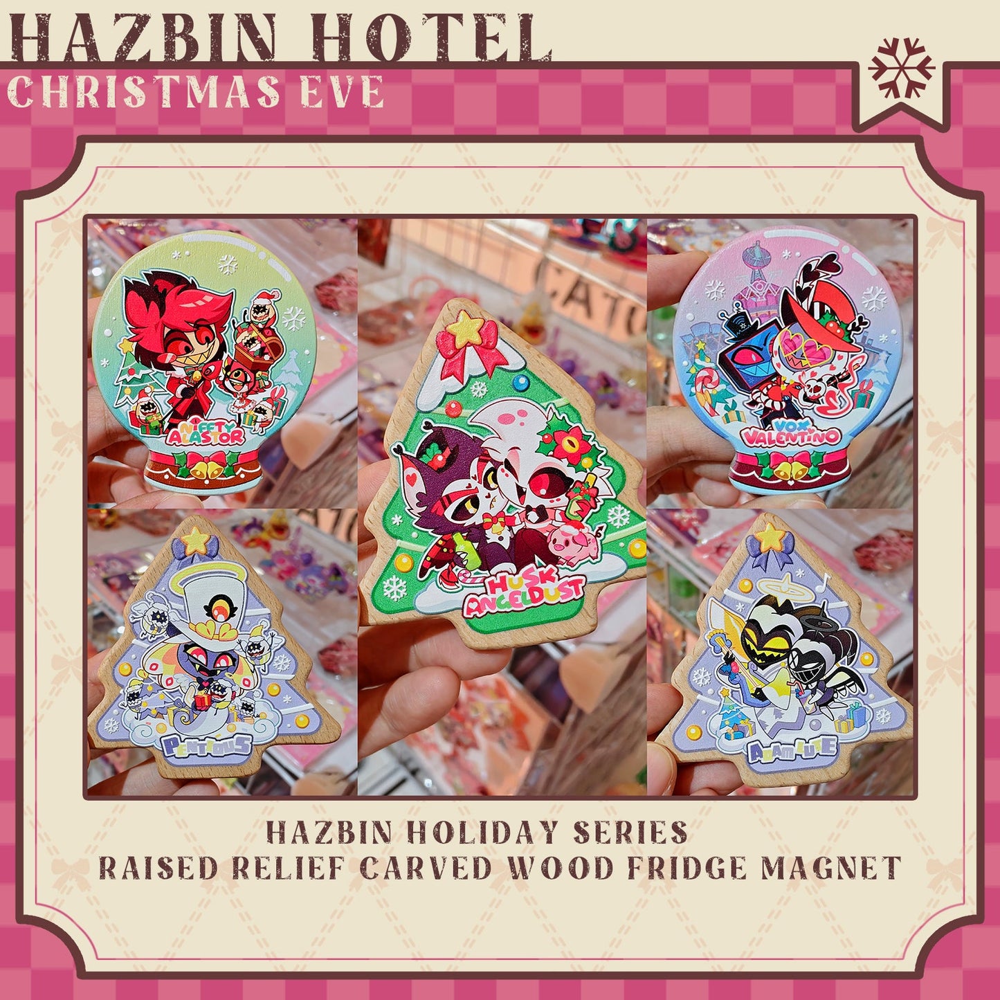 【Hazbin Hotel】Hazbin Holiday “Raised Relief Carved Wood Fridge Magnet”