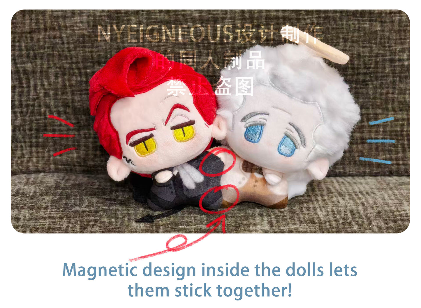 [Pre-order] Crowley × Aziraphale Raspberry Cream Pie flop-style chibi plush