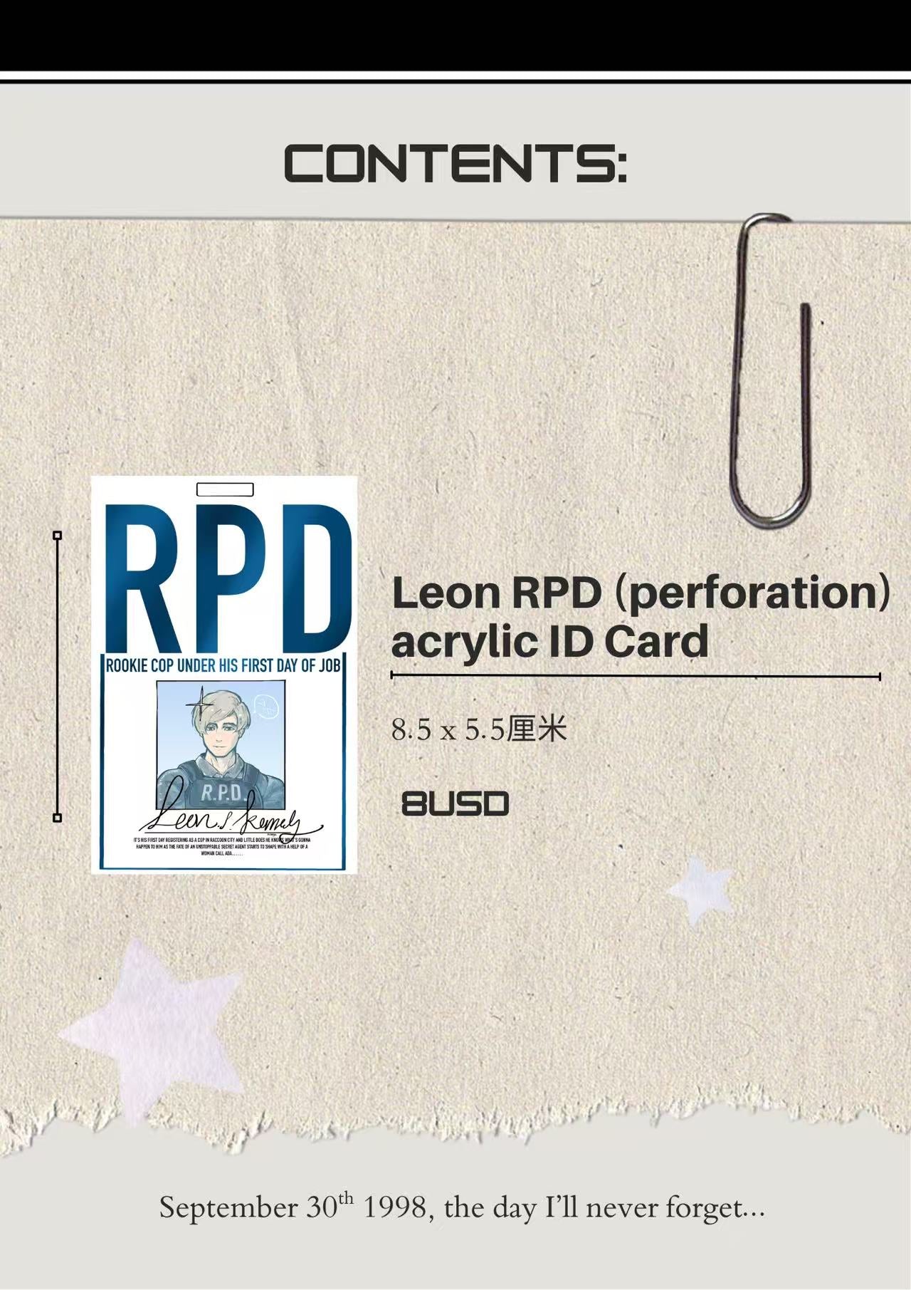 [In-stock] Leon and Ada ID arcylic card