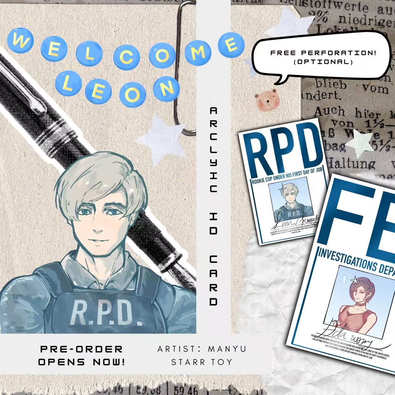 [In-stock] Leon and Ada ID arcylic card