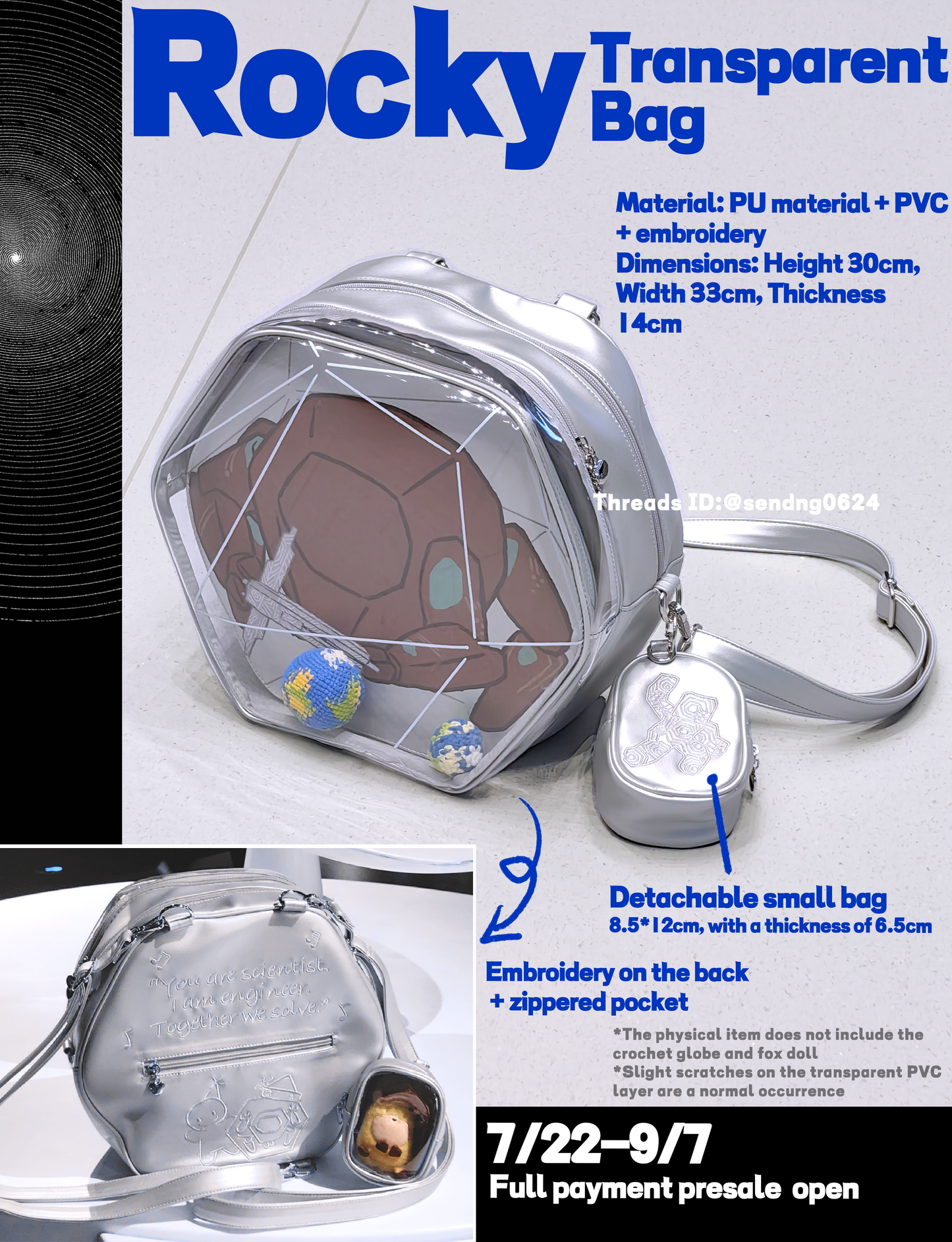 [Pre-order] Rocky Transparent bag & Plushie bag