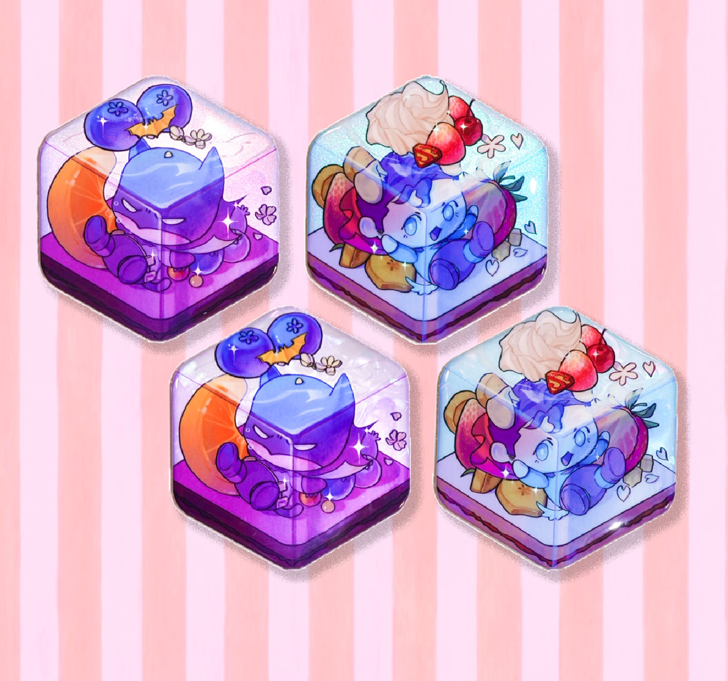 [In Stock] Superbat Wagashi Glitter Button Badge