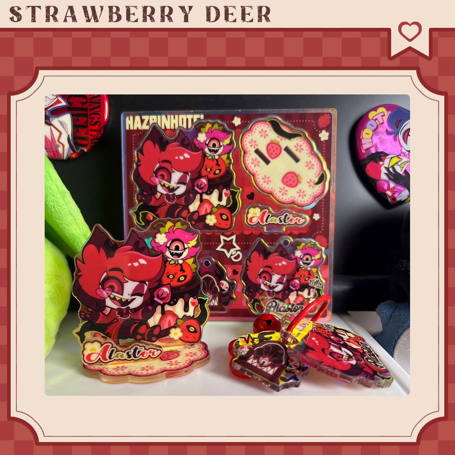 Hazbin Hotel Alastor-Fan Art Acrylic Standee-strawberry deer