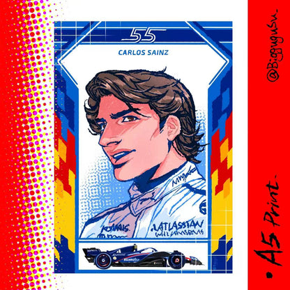 F1 Driver Portrait Poster A5