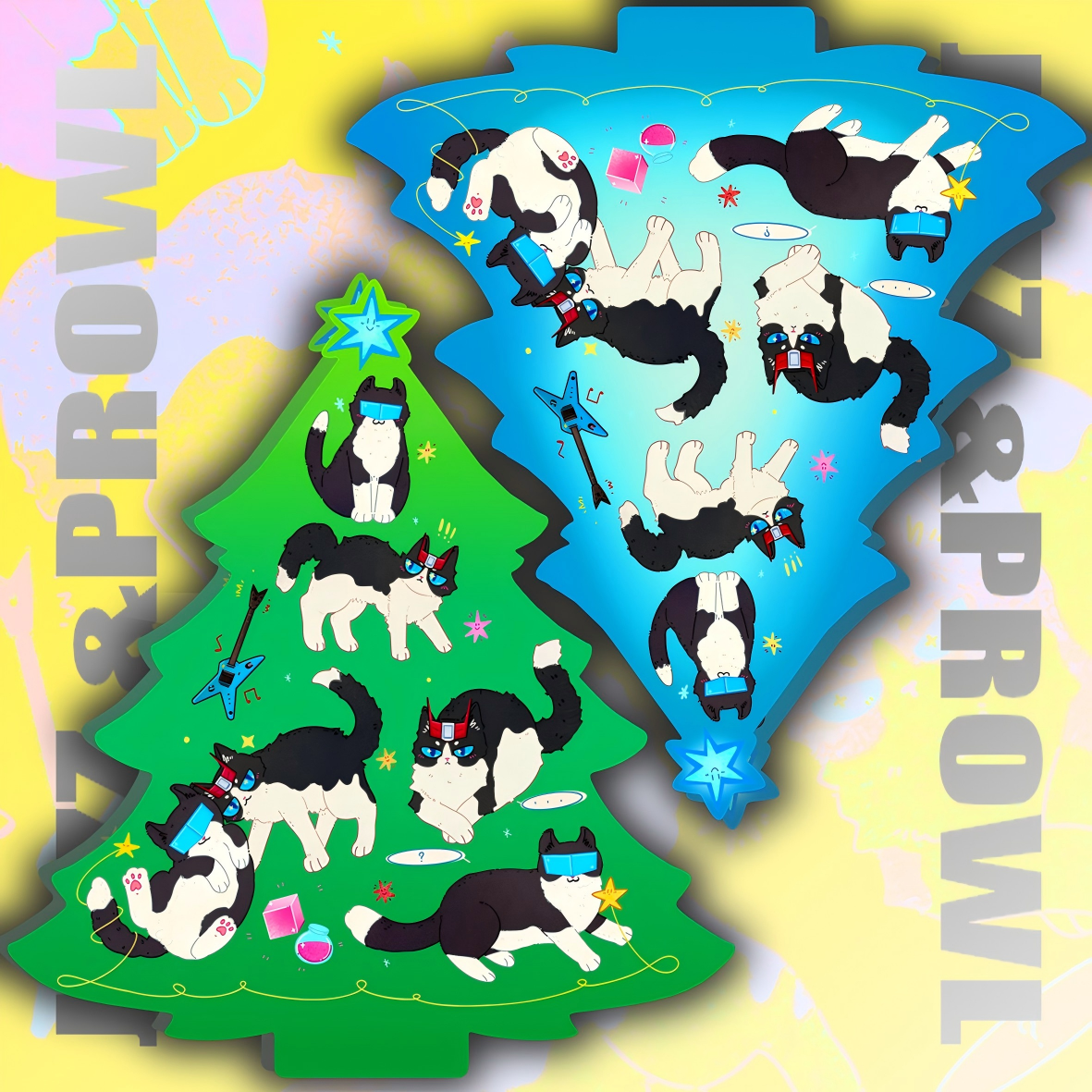 Prowl&Jazz Cats in Christmas tree Acrylic stand