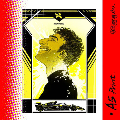 F1 Driver Portrait Poster A5