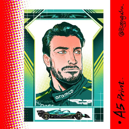 F1 Driver Portrait Poster A5